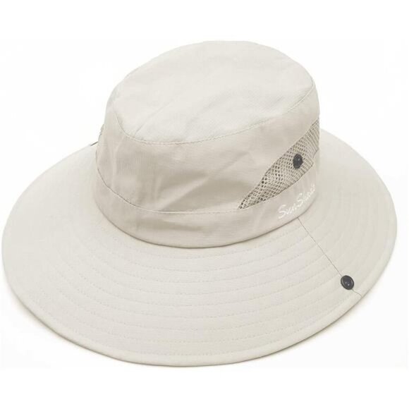 Womens Wide Brim Sun Hat UV Protection Foldable Mesh Fishing Hat Ponytail - Picture 5 of 8